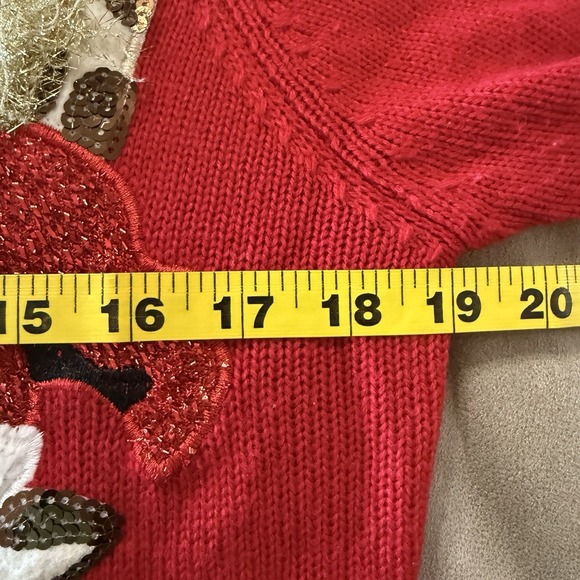 Ugly Christmas Tree 3D Sweater Womens M Giraffe Sequins Pom Poms Fuzzy Tinsel - Picture 6 of 7